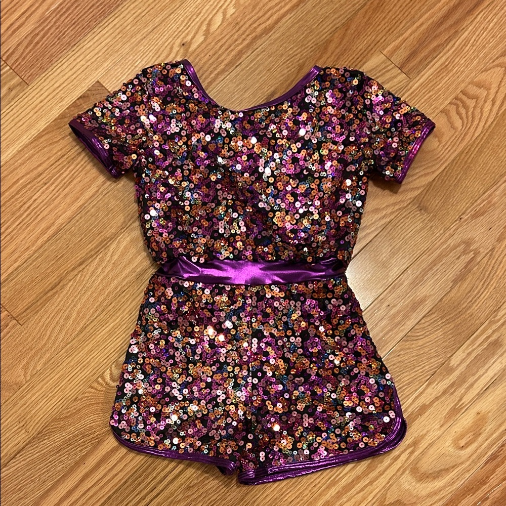 Wish Purple and Black Sequin Romper